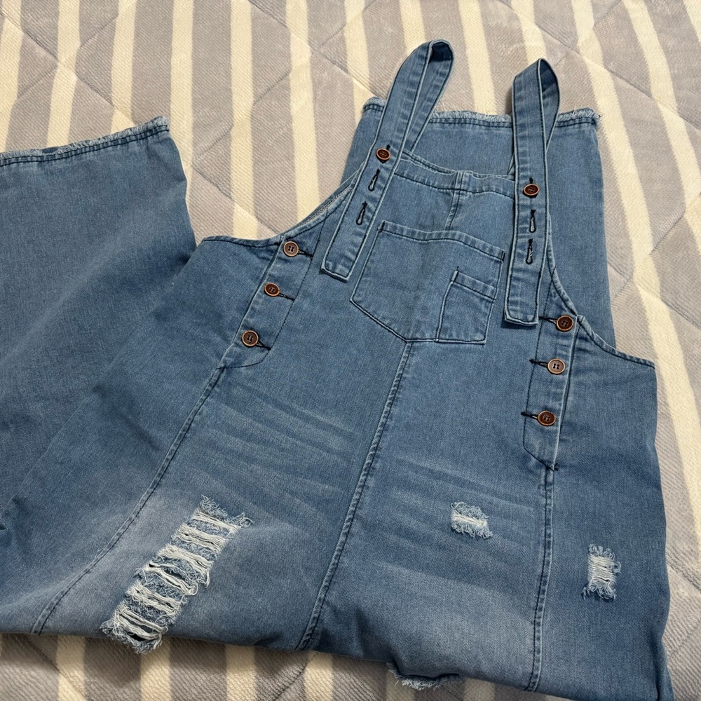 Blue Denim Barrel Overalls
